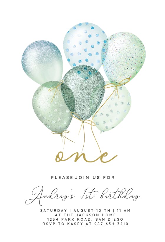 Birthday Party Invite Editable Birthday Invite First Birthday Invite Pink Balloon Invite Balloon Party Invite Editable Party Invitation